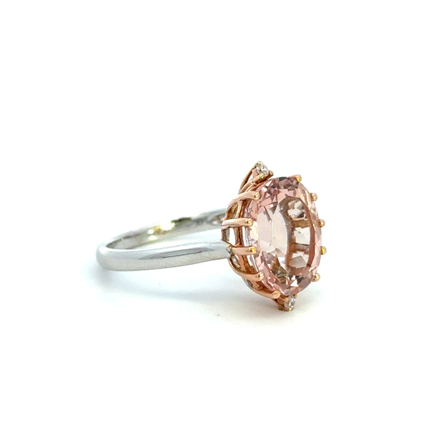 14K White Rose Gold Morganite & Diamond Ring