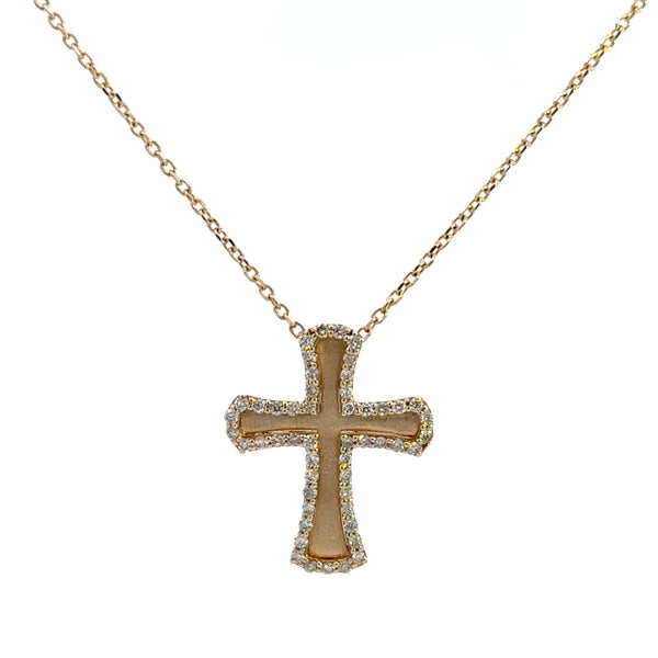 14k Yellow Gold Diamond Cross Pendant Necklace