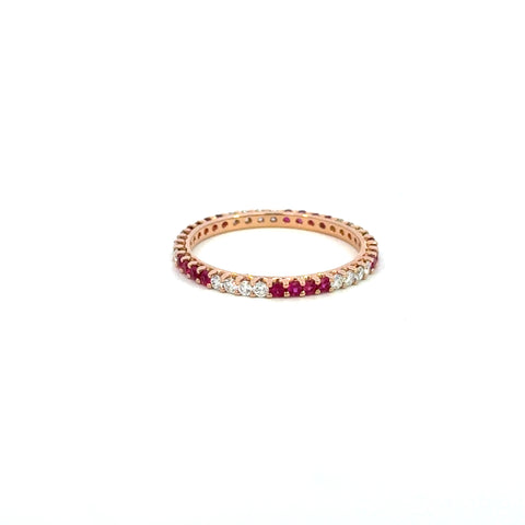 14K Rose Gold Ruby & Diamond Eternity Band