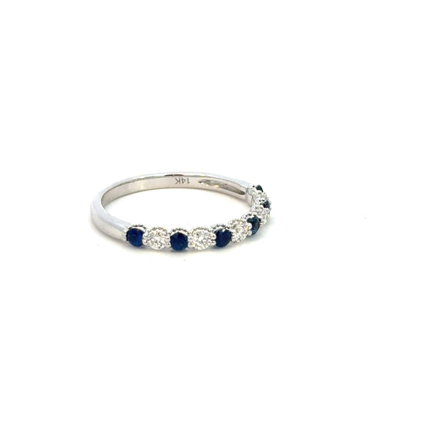 14K White Gold Sapphire & Diamond Band