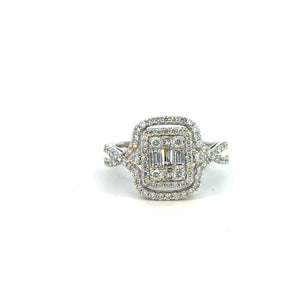14K White Gold Diamond Double Halo Ring