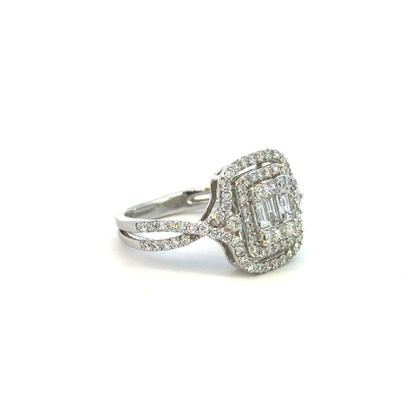 14K White Gold Diamond Double Halo Ring