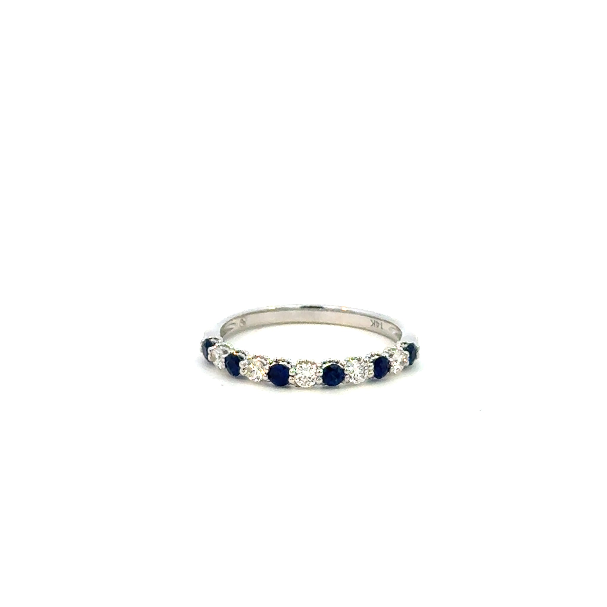 14K White Gold Sapphire & Diamond Band