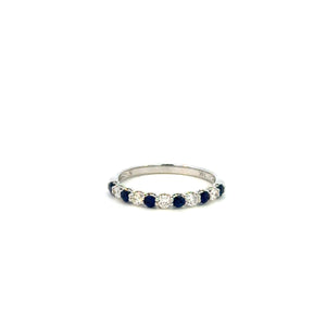 14K White Gold Sapphire & Diamond Band