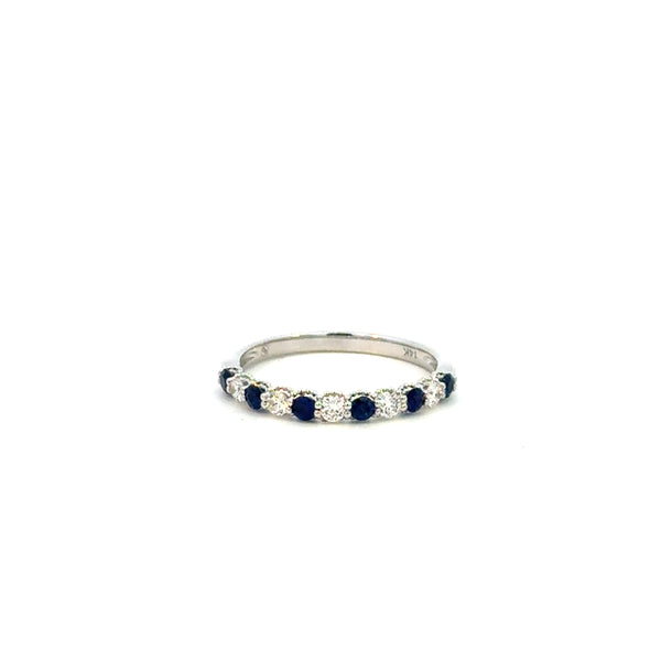 14K White Gold Sapphire & Diamond Band