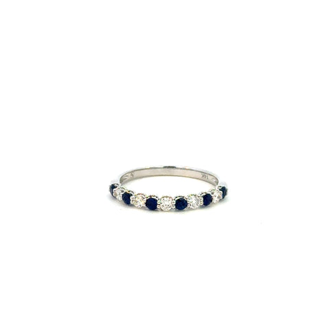 14K White Gold Sapphire & Diamond Band