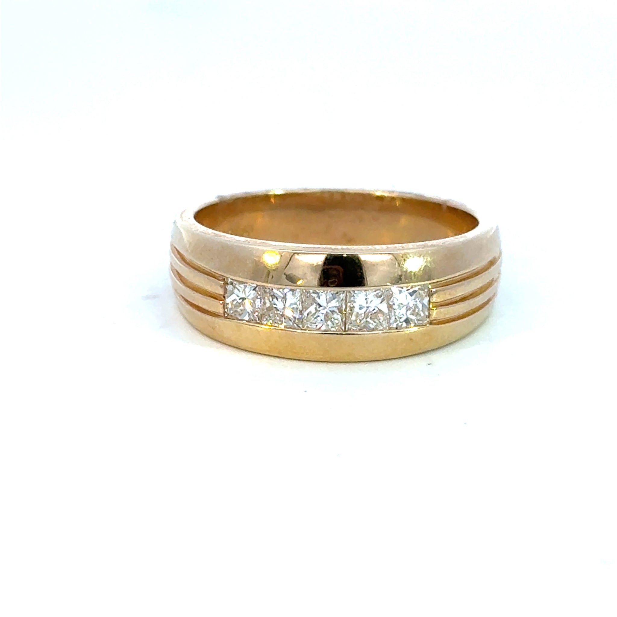 14K Yellow Gold Diamond Men's Wedding Band