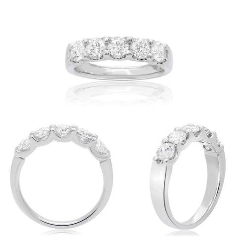 14K White Gold Five-Stone Diamond  Band