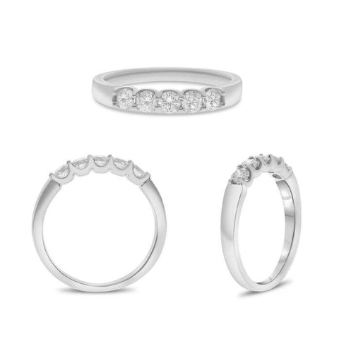 14K White Gold Classic Half-Carat Five-Stone Diamond Band