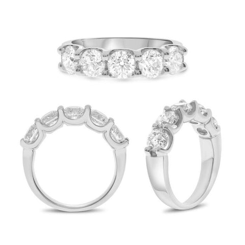 14K White Gold 5-Stone Diamond Band