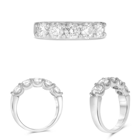 14K White Gold Five-Stone Diamond Band