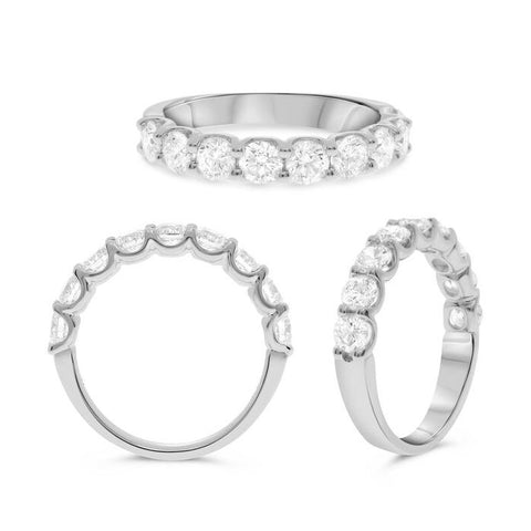 14K White Gold Nine Stone Diamond Anniversary Band