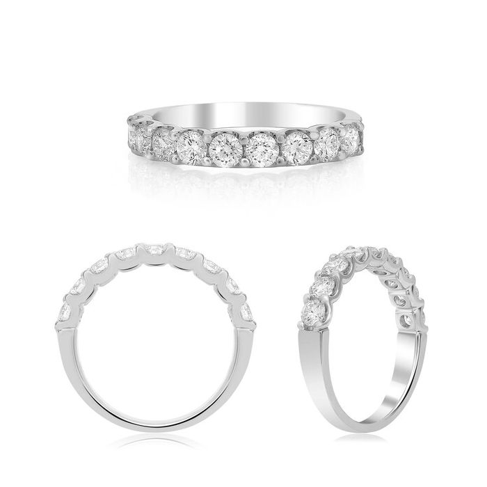 14K White Gold 9-Stone Diamond Band