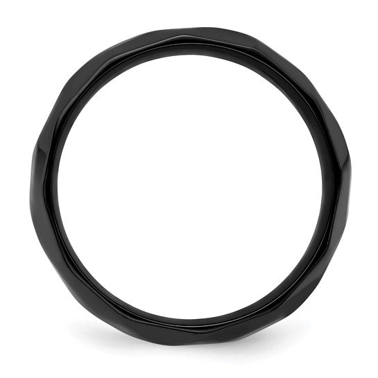 Black Zirconium Faceted Band