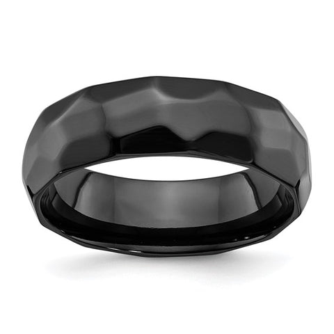 Black Zirconium Faceted Band