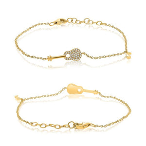 14K Yellow Gold Diamond Guitar Bracelet