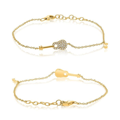14K Yellow Gold Diamond Guitar Bracelet