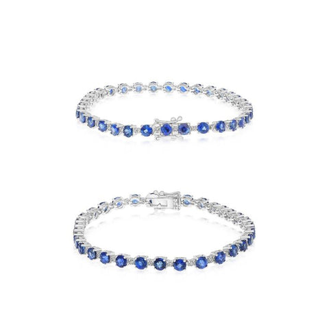 14K White Gold Sapphire Tennis Bracelet