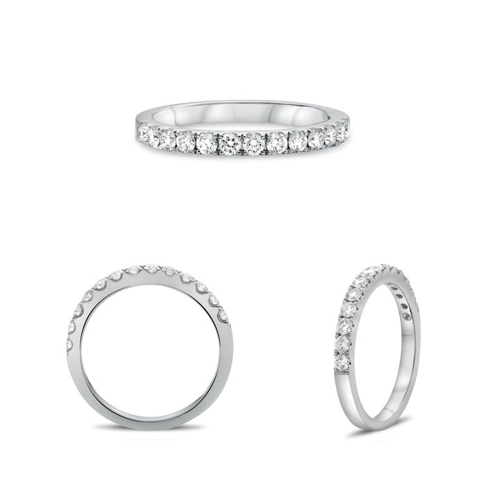 14K White Gold Diamond Band